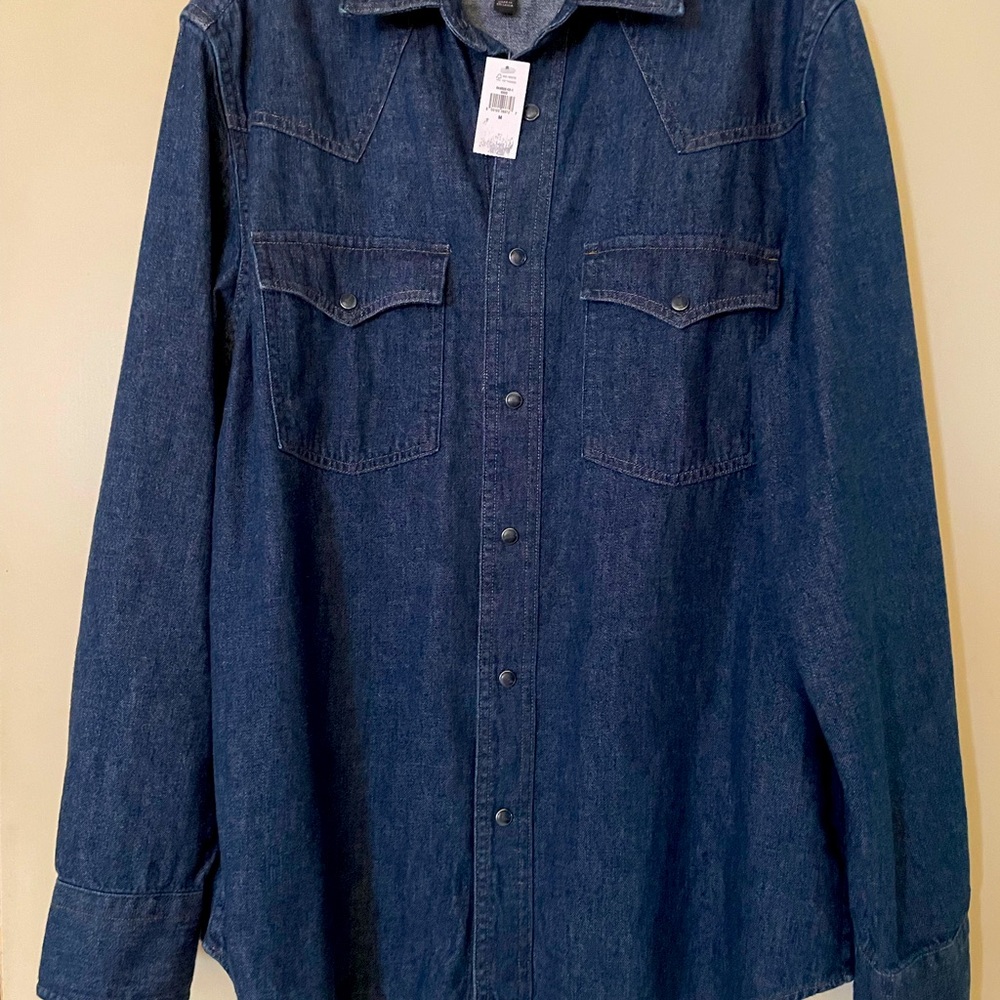 New (w/Tags) Men’s Cotton Button Down Jean Shirt-87% Cotton 13% Hemp-Med/Std Fit